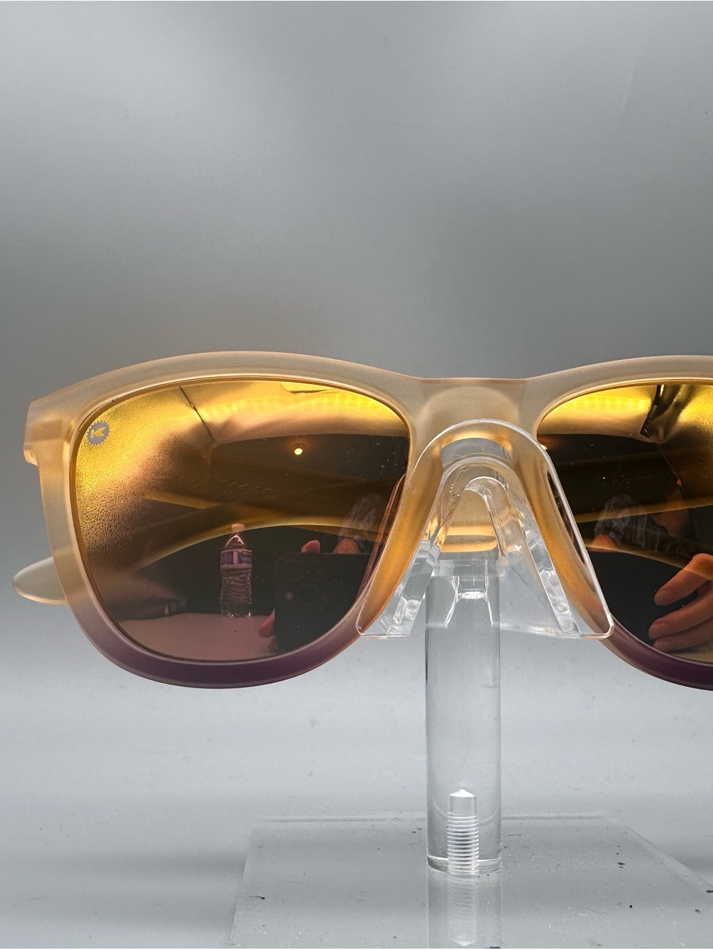 Knockaround Premiums Sunglasses Frosted Peach Purple Gradient Rose Gold Mirror